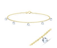 Gold Plated Glittering Round Crystal Anklet ANK-251-5-GP